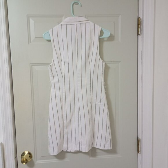 Bershka White & Black Striped Sleeveless Blazer Dress Womens S Midi - Picture 7 of 14
